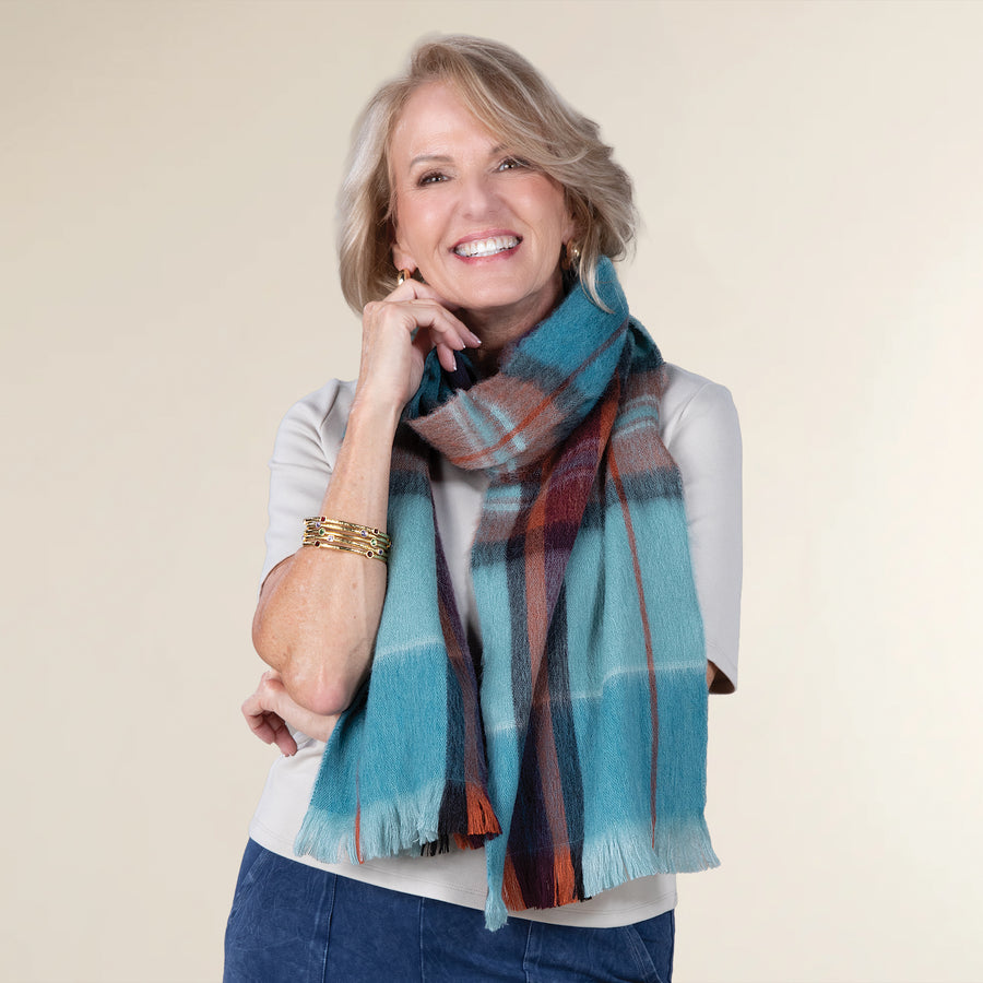 Midnight Hues Plaid Alpaca Scarf (Preorder)