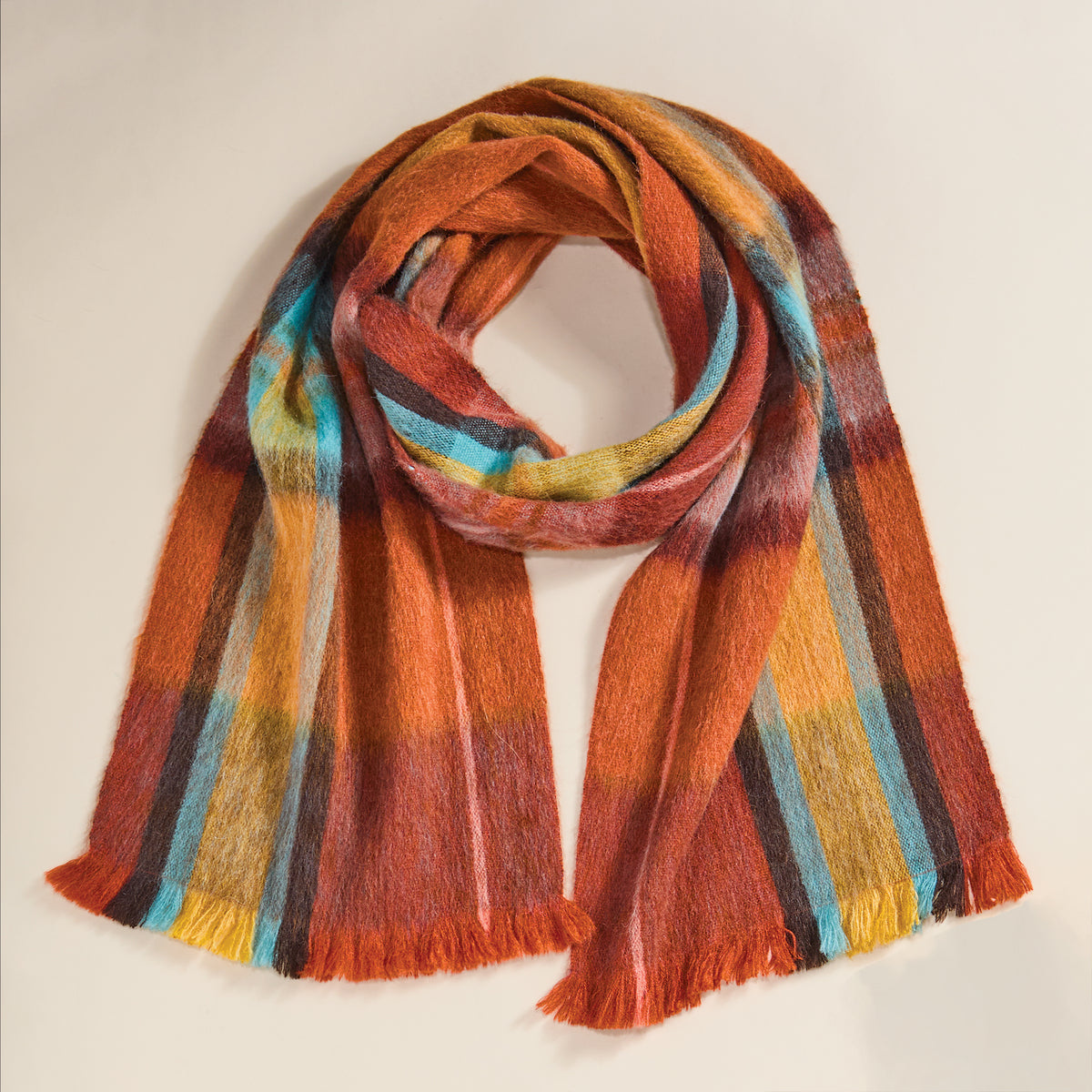 Teal & Copper Plaid Alpaca Scarf (Preorder)