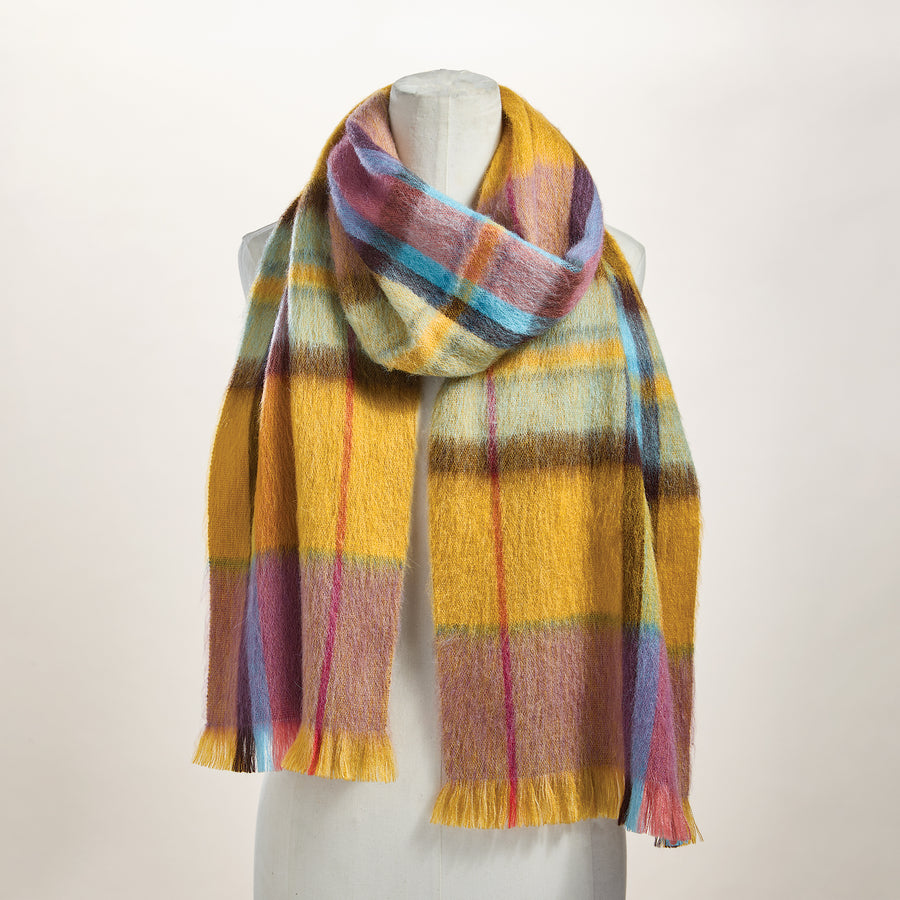 Mustard & Purple Plaid Alpaca Scarf (Preorder)