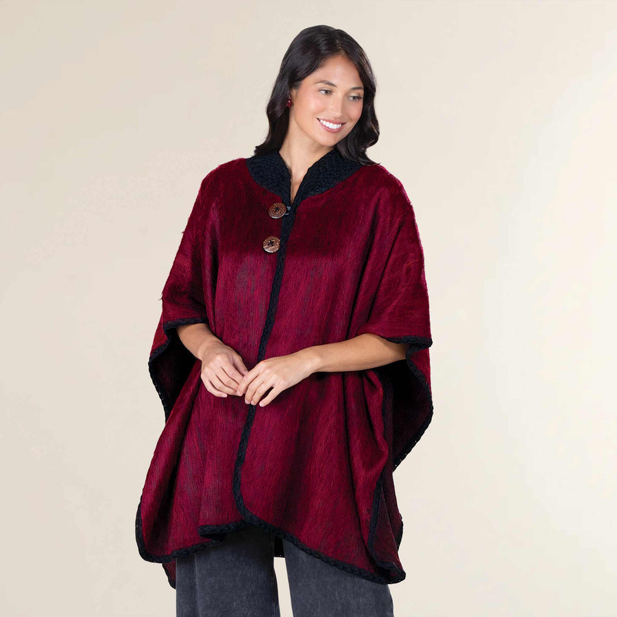 Red Alpaca Poncho (Preorder)