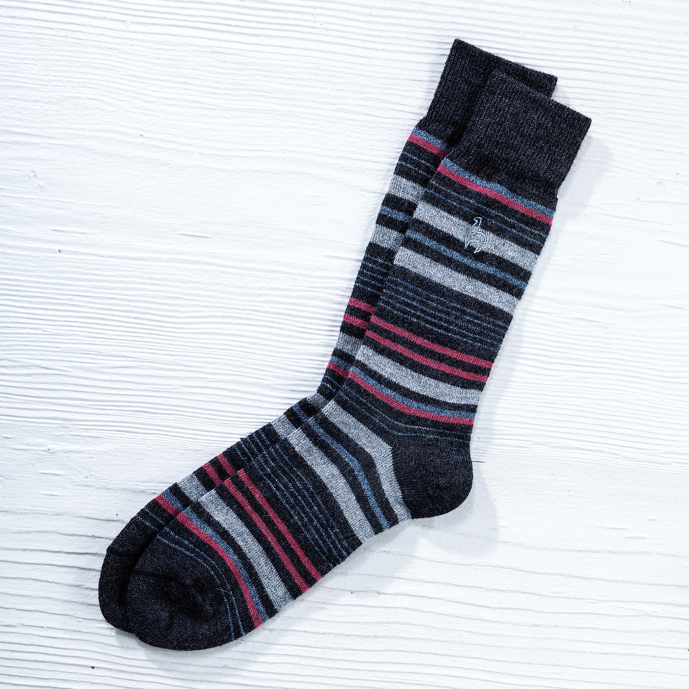 Cozy Pink & Grey Striped Alpaca Socks