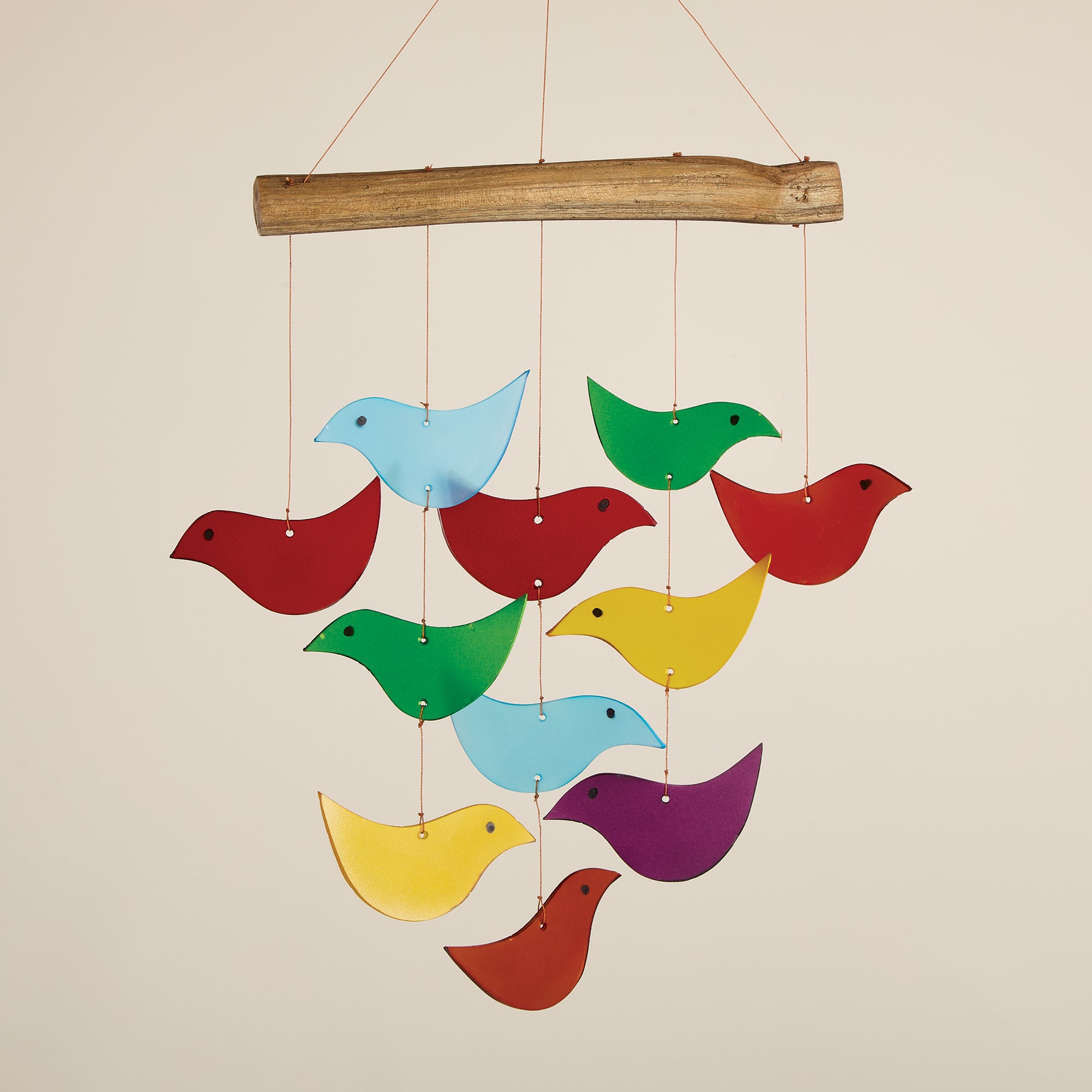 Hand-Cut Glass Songbirds Wind Chime