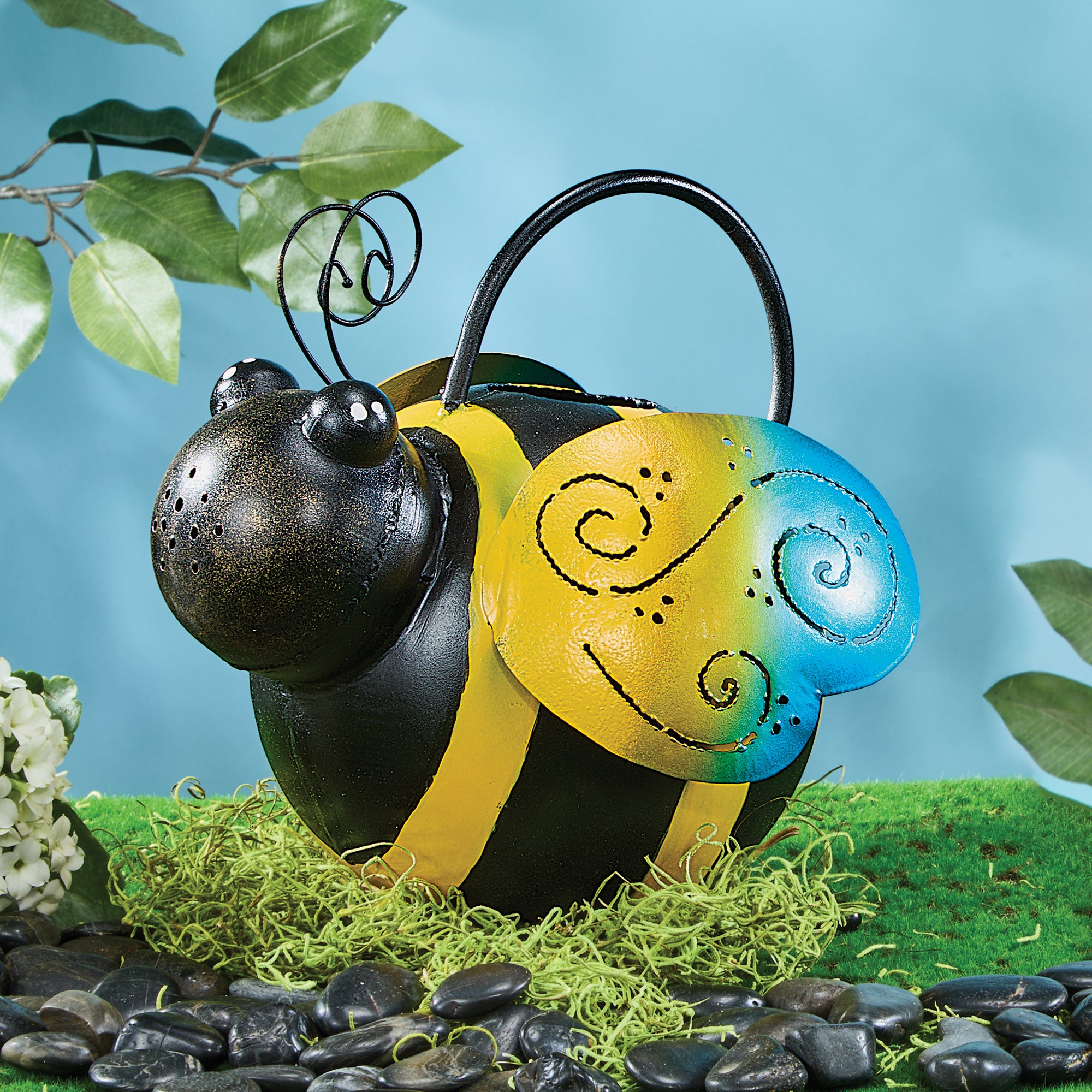 Hand-Painted Colorful Bee Watering Can