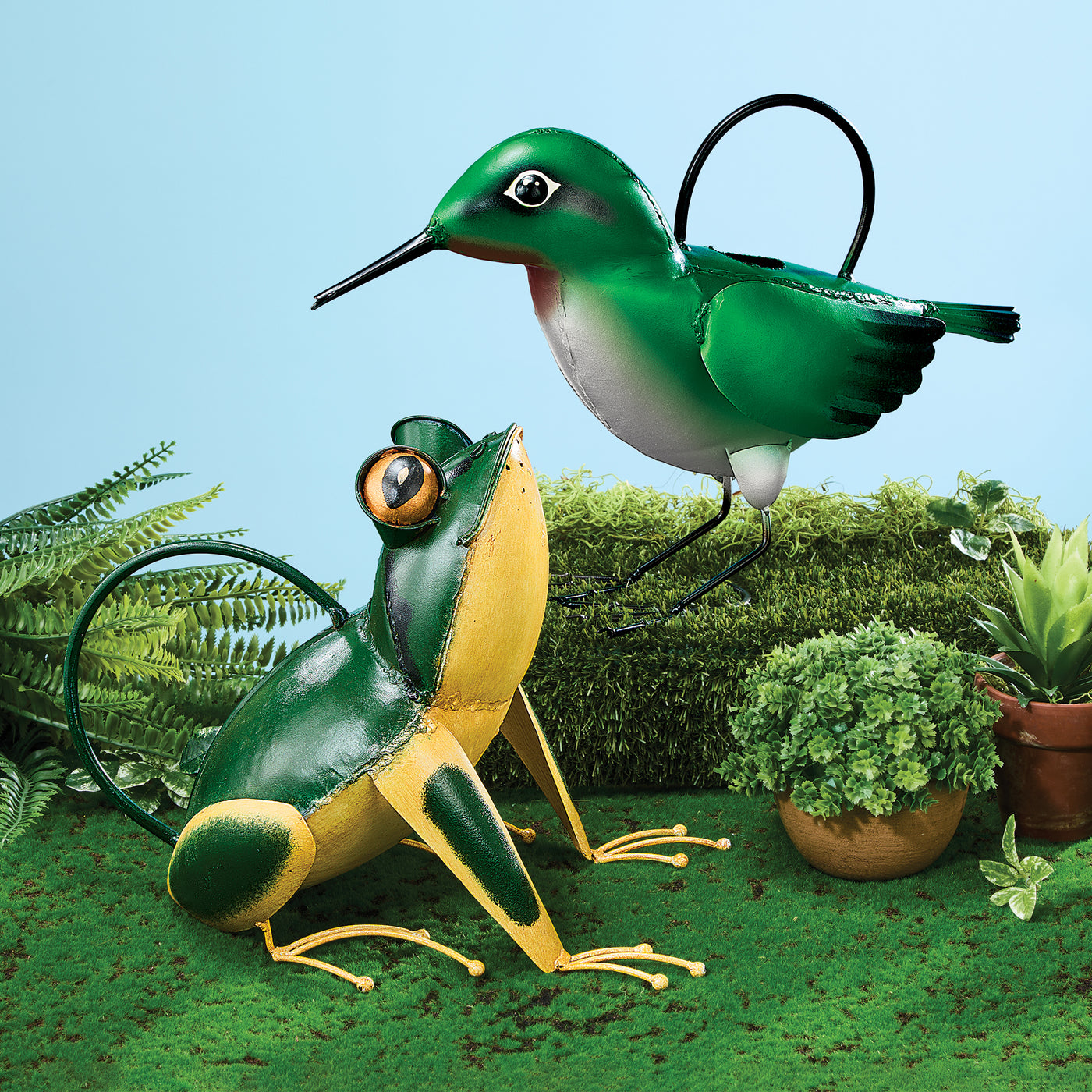 Hand-Painted Hummingbird Watering Can