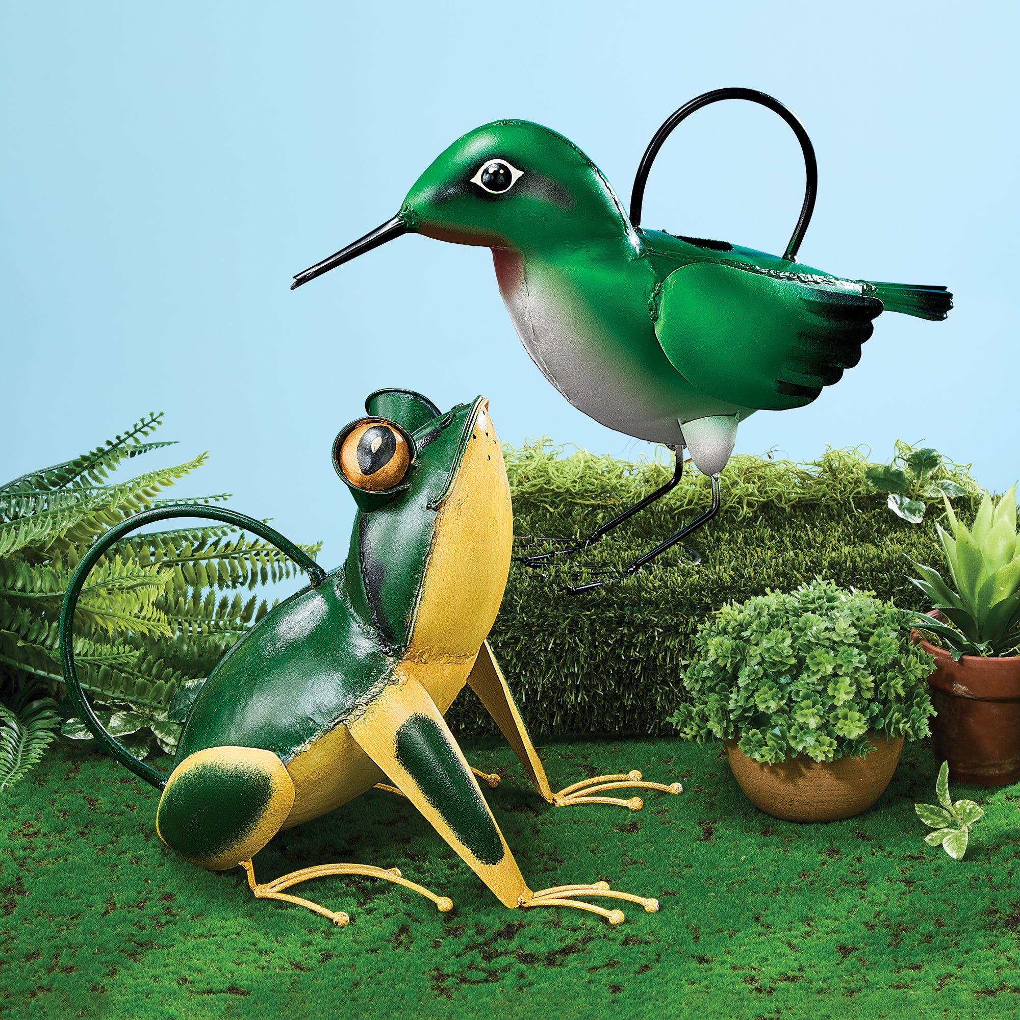 Hand-Painted Hummingbird Watering Can