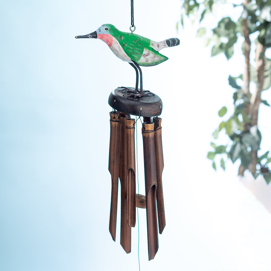 Hand-Carved Hummingbird Wind Chime