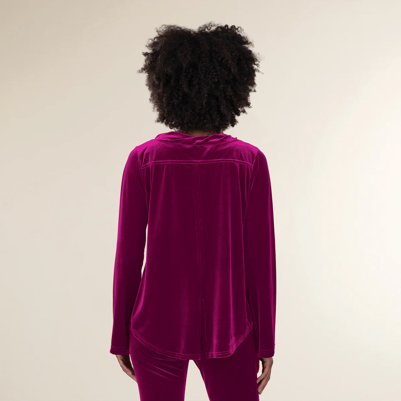 Plum Velvet Twisted Neck Pullover Top
