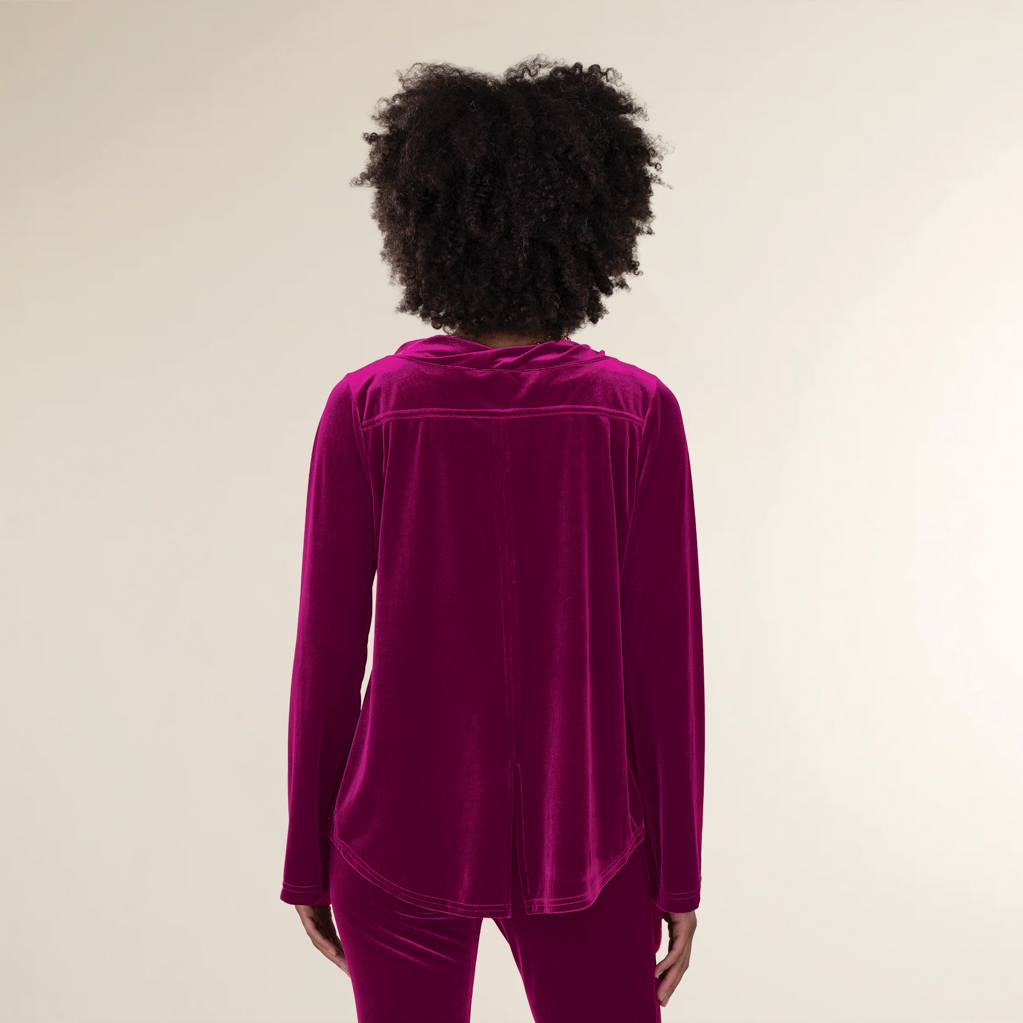 Plum Velvet Twisted Neck Pullover Top