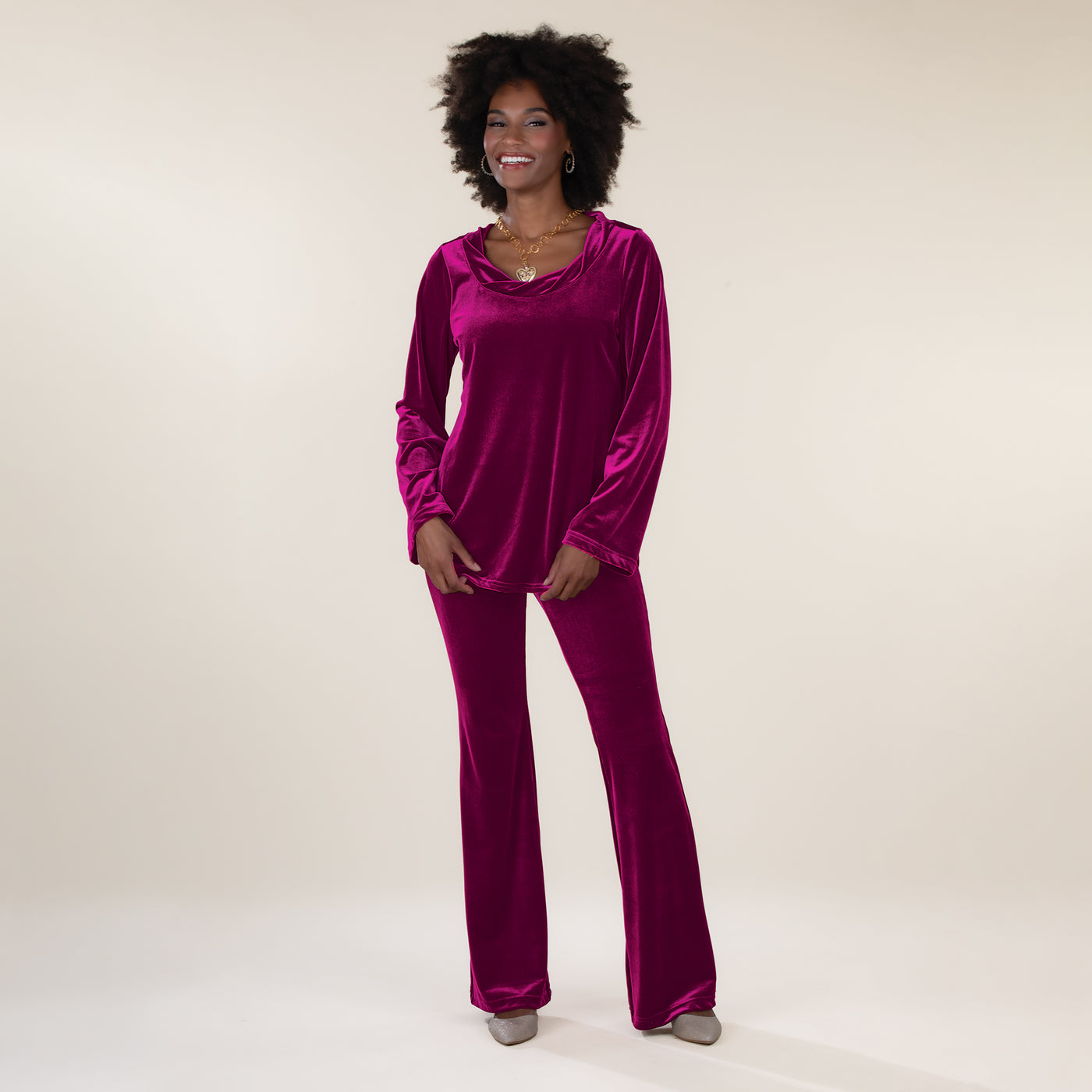 Plum Velvet Twisted Neck Pullover Top