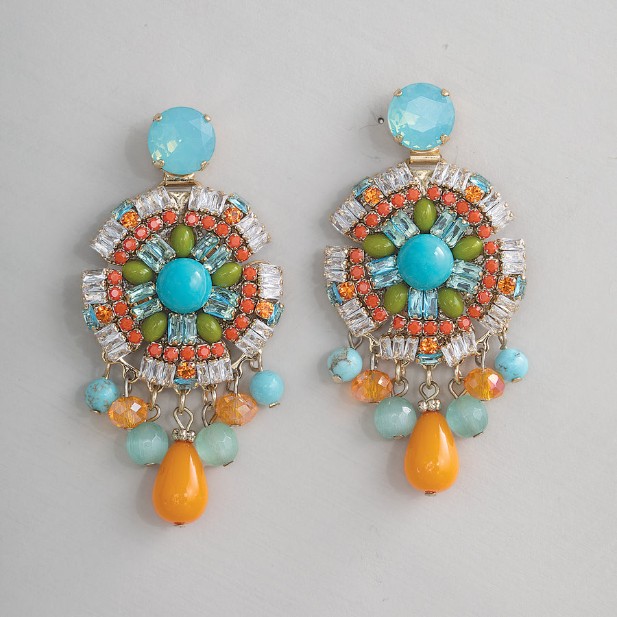 Captivating Cabochon & Crystal Earrings