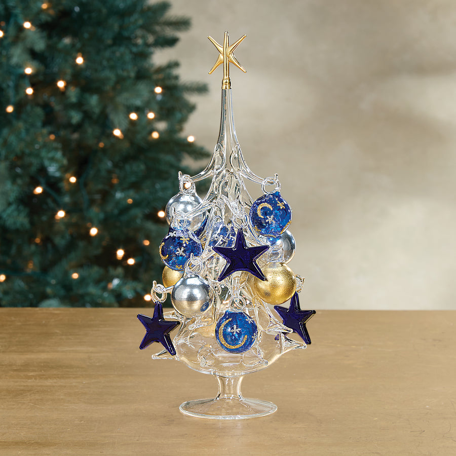 Hand-Blown Venetian Glass Stelle e Lune Ornaments, Set of 14