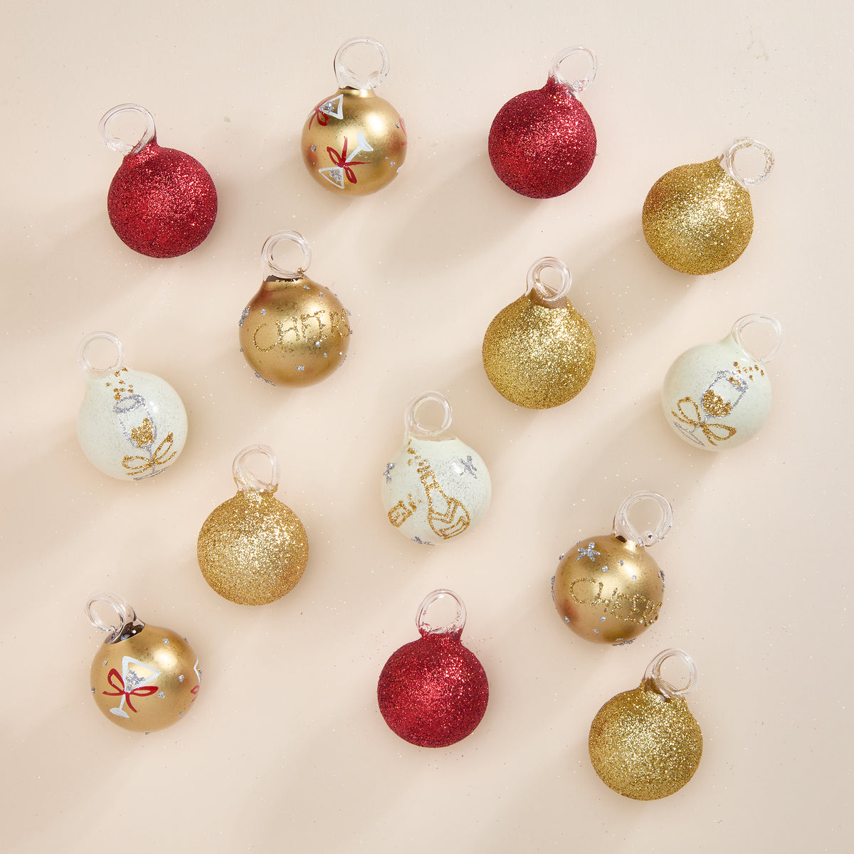 Hand-Blown Venetian Glass Saluti Ornaments, Set of 14