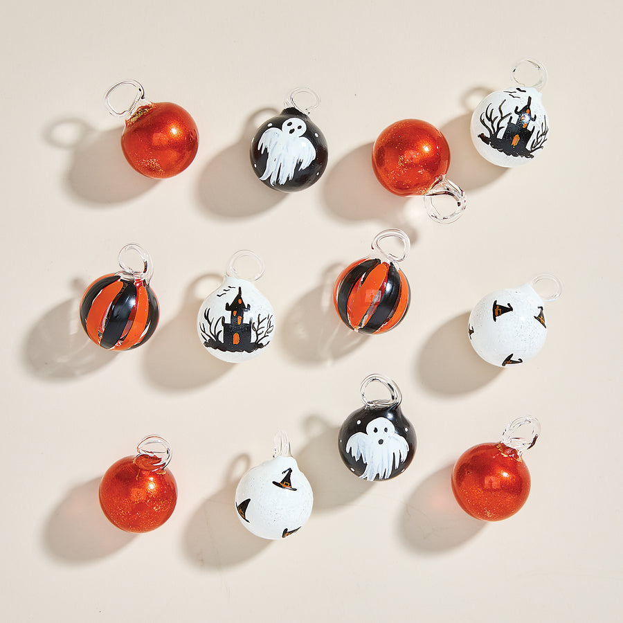 Hand-Blown Venetian Glass Incantevole Halloween Ornaments, Set of 12 (Preorder)
