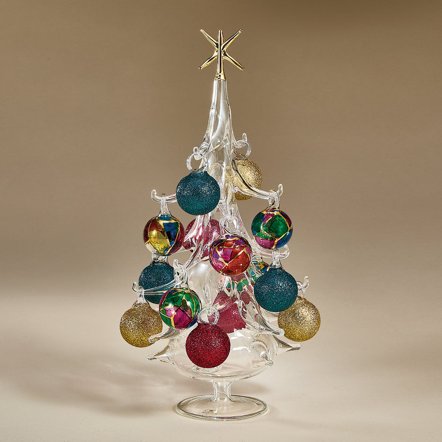 Hand-Blown Venetian Glass Vetrata Ornaments Set of 14