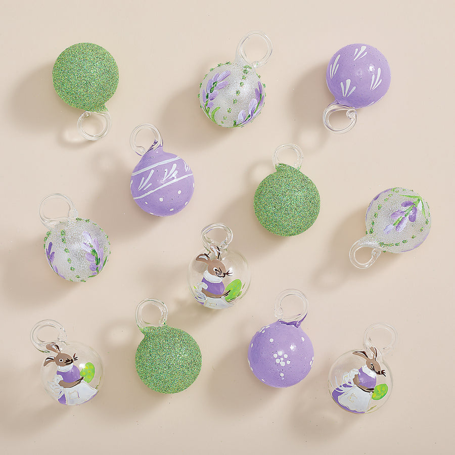 Hand-Blown Venetian Glass Buona Pasqua Ornaments Set of 12