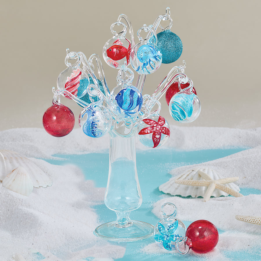 Hand-Blown Venetian Glass Vita Marina Ornaments Set Of 12
