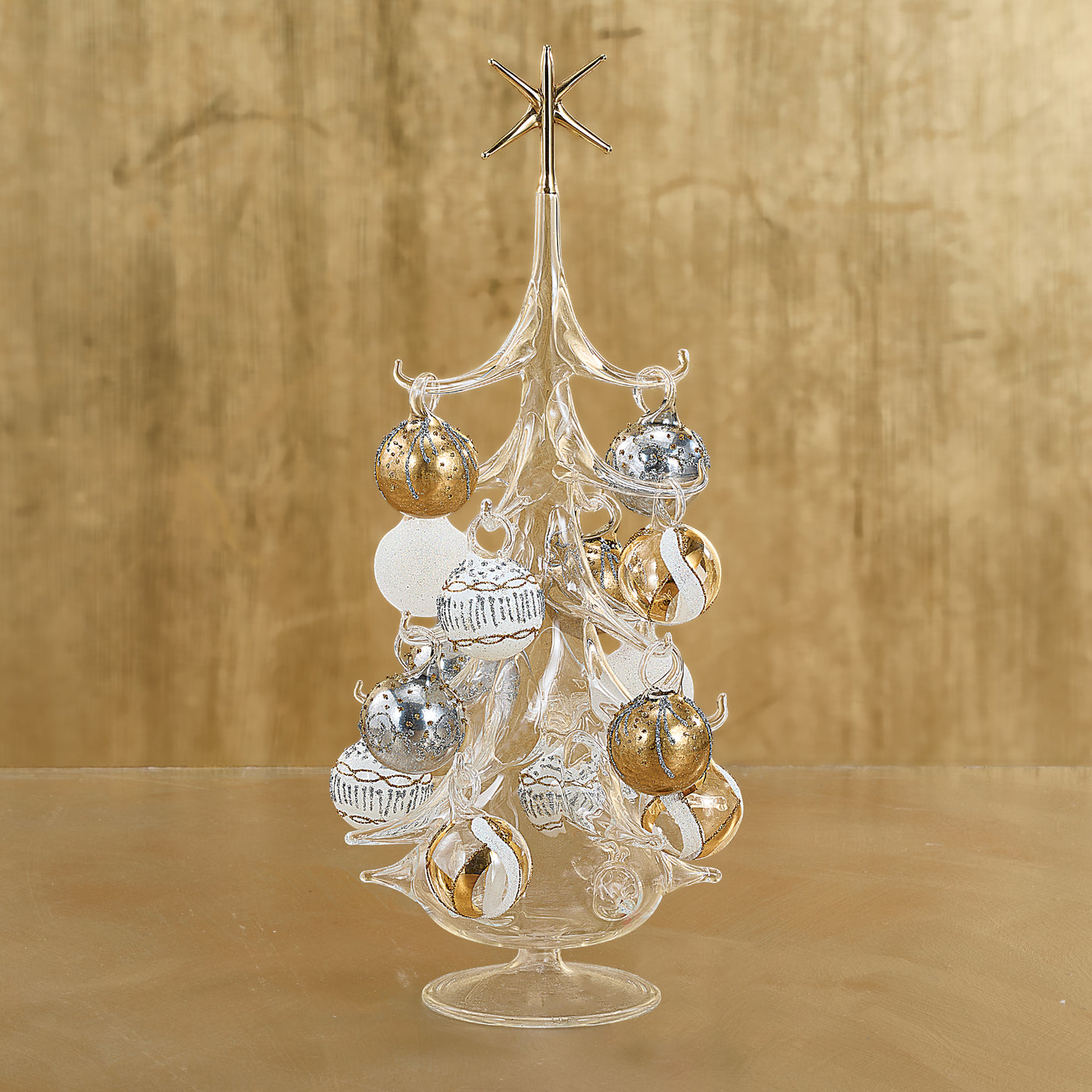 Hand-Blown Venetian Glass Argento e Oro Christmas Tree