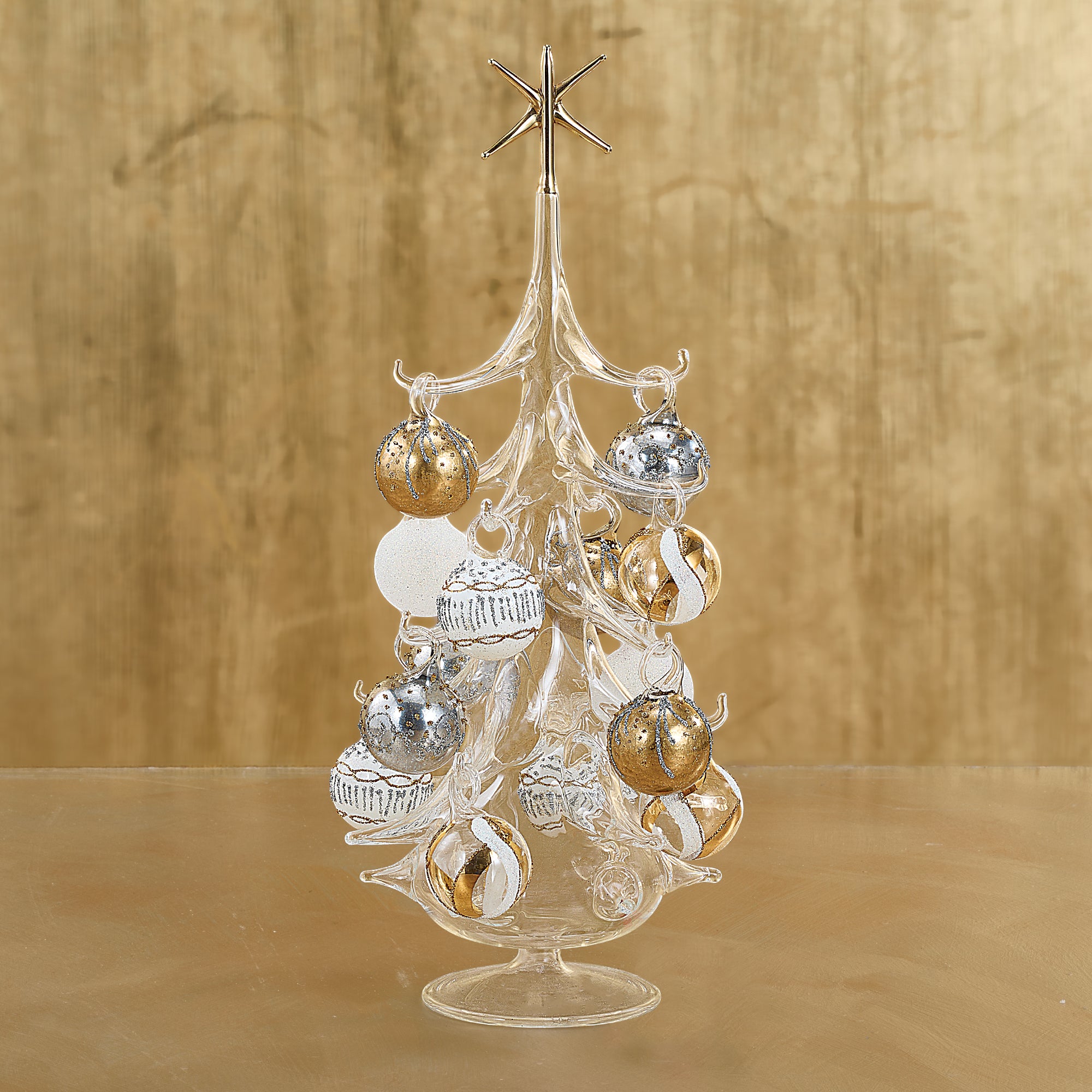 Hand-Blown Venetian Glass Argento e Oro Christmas Tree