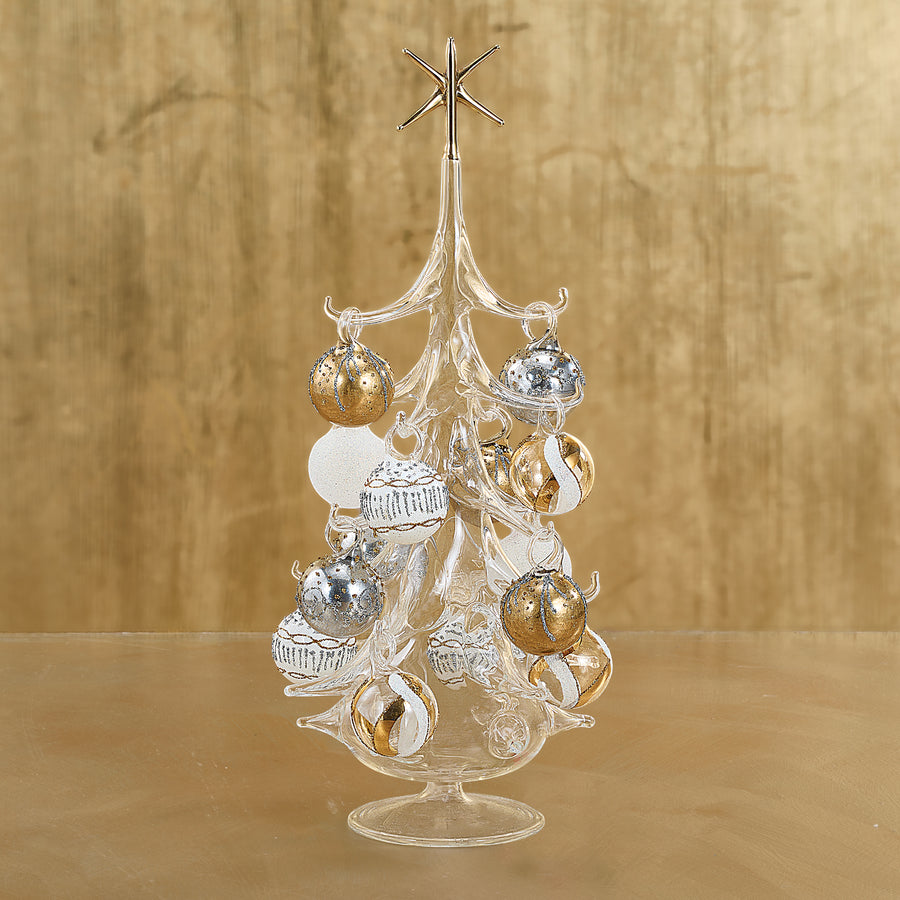 Hand-Blown Venetian Glass Argento e Oro Christmas Tree