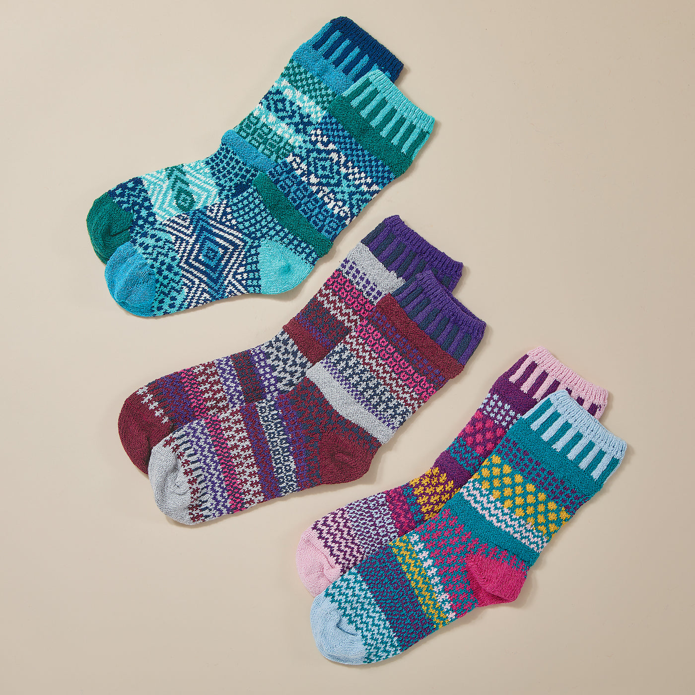 Hand-Knit Candy Colored Mismatched Socks