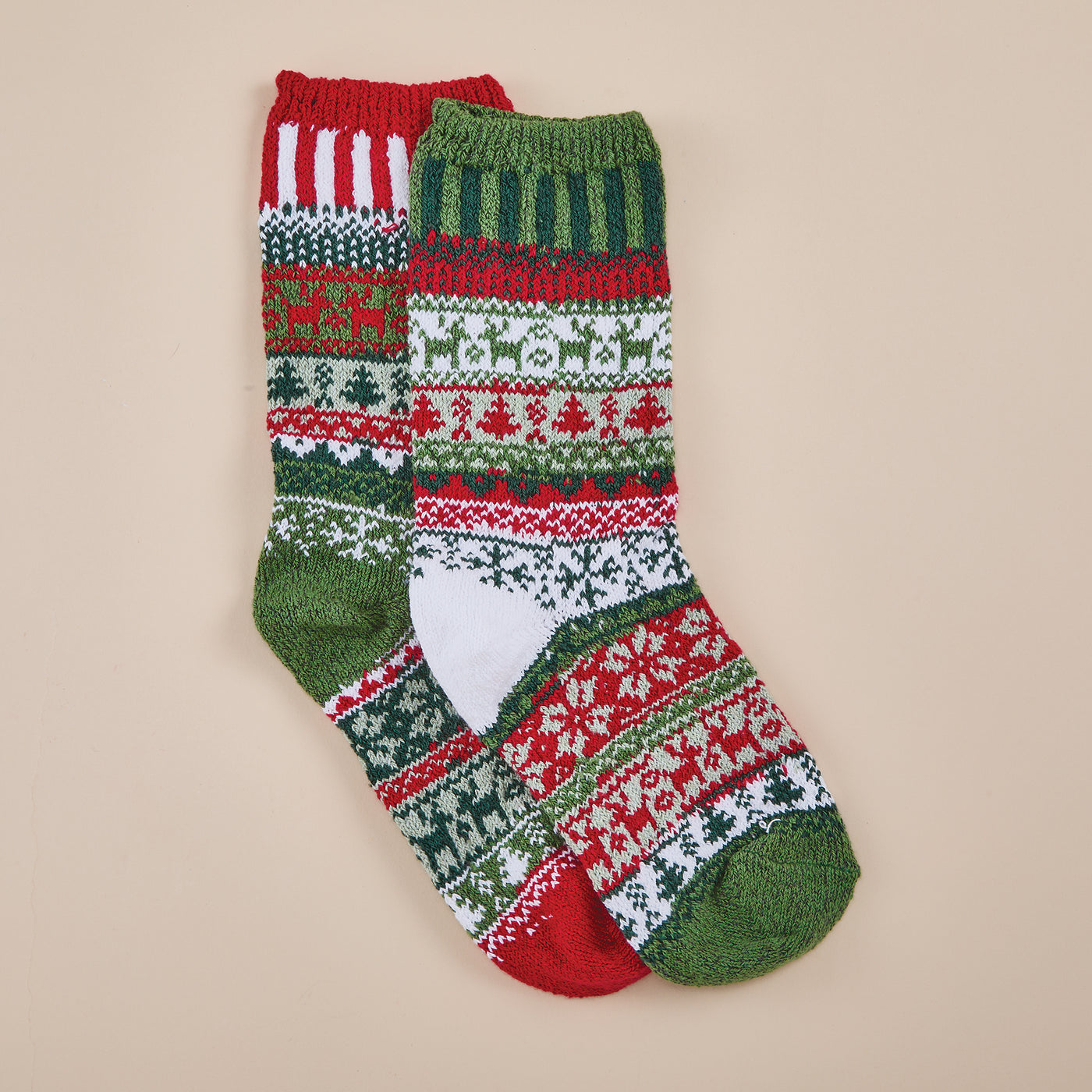 Hand-Knit Glad Tidings Mismatched Socks