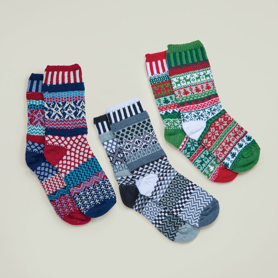 Hand-Knit Glad Tidings Mismatched Socks