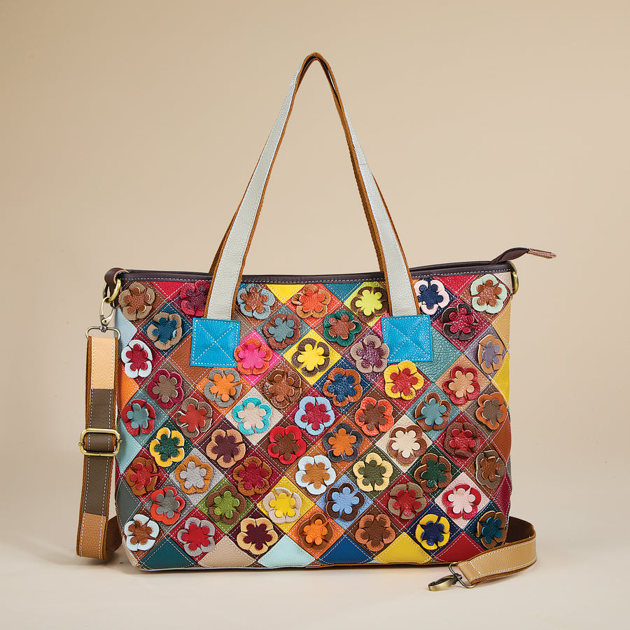 Brilliant Blooms Leather Tote (Preorder)