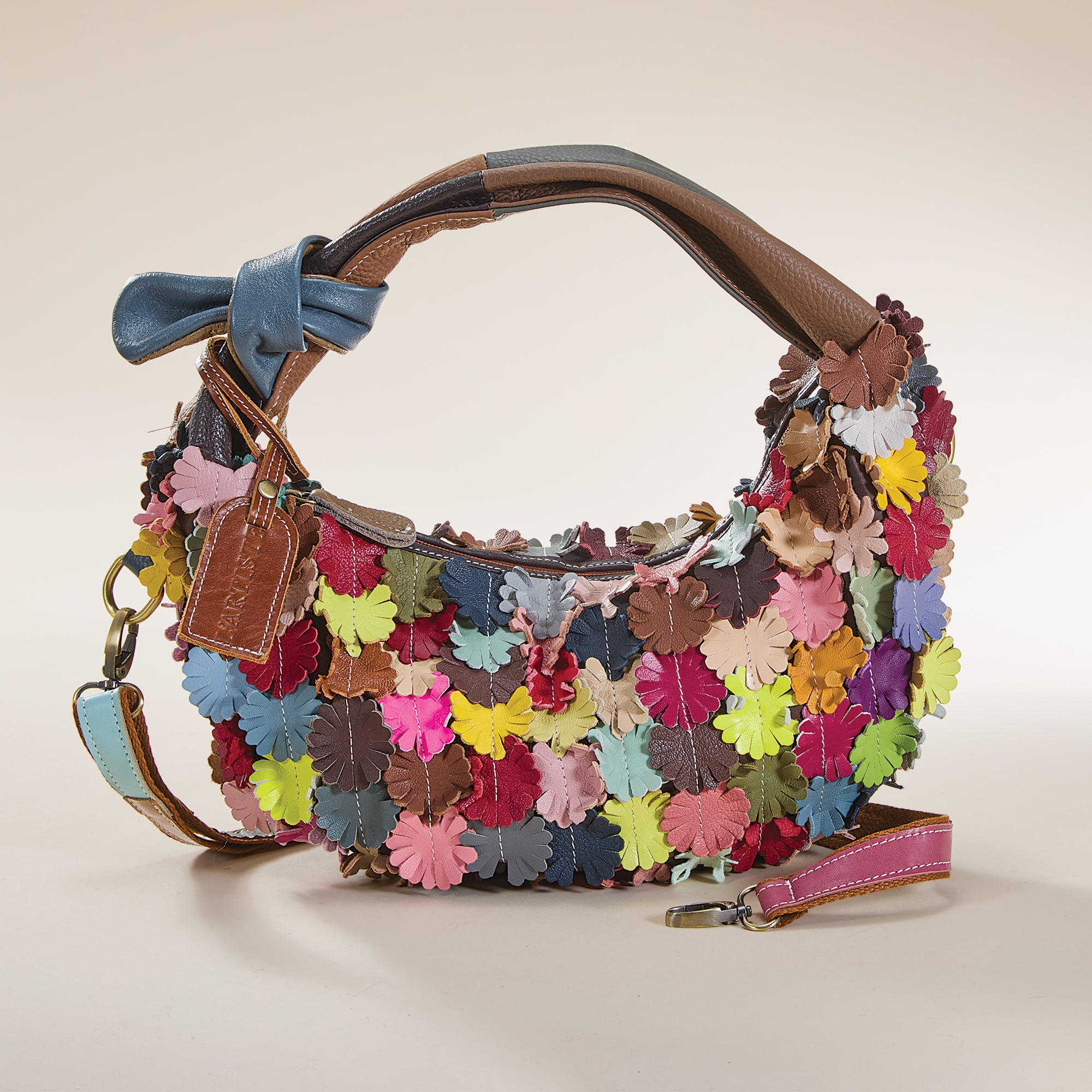 Gorgeous Garden Multicolored Leather Hobo Bag