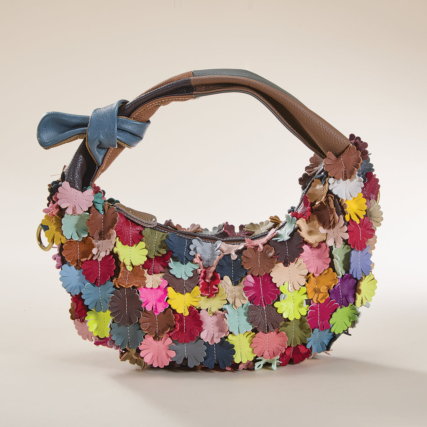 Gorgeous Garden Multicolored Leather Hobo Bag