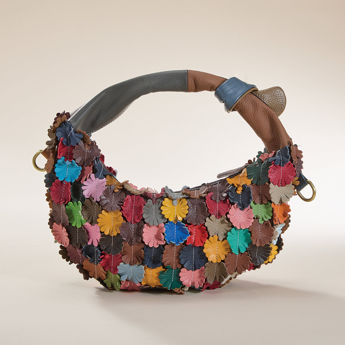 Gorgeous Garden Multicolored Leather Hobo Bag