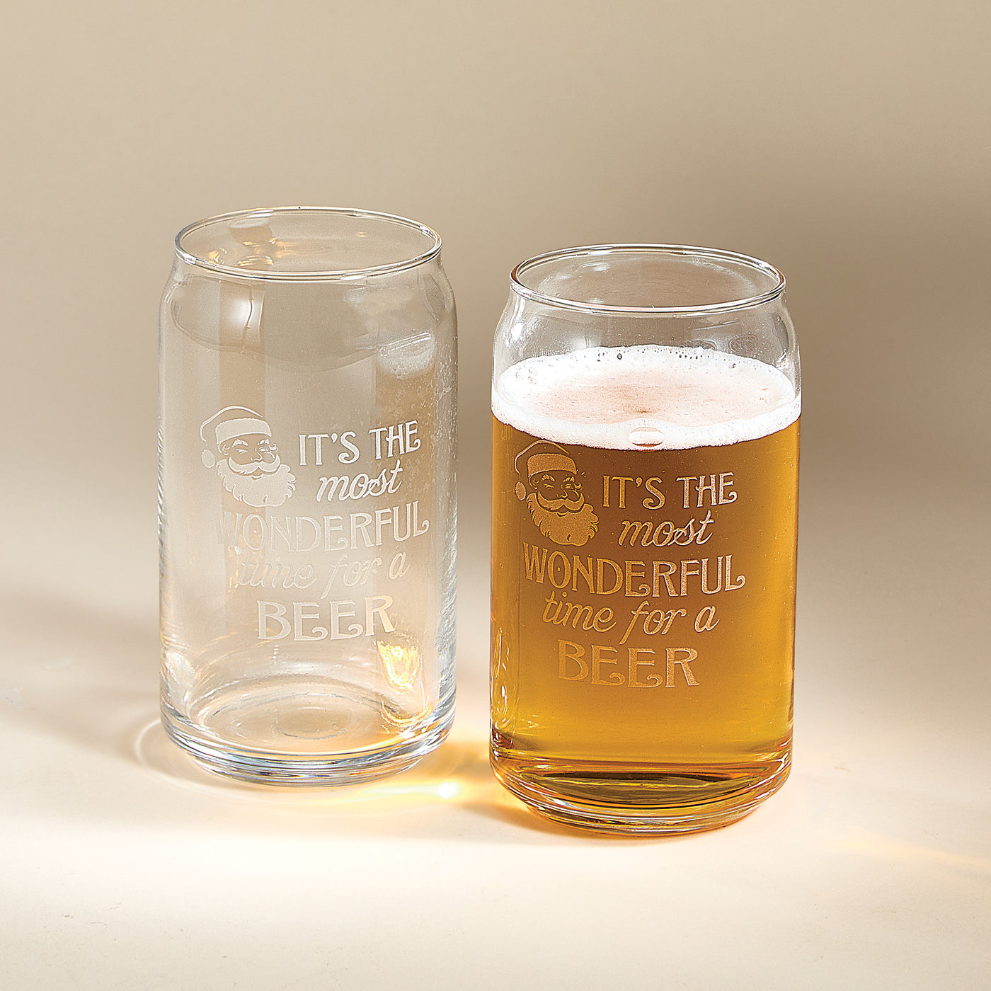 Etched Wonderful Time For Beer Can Glass