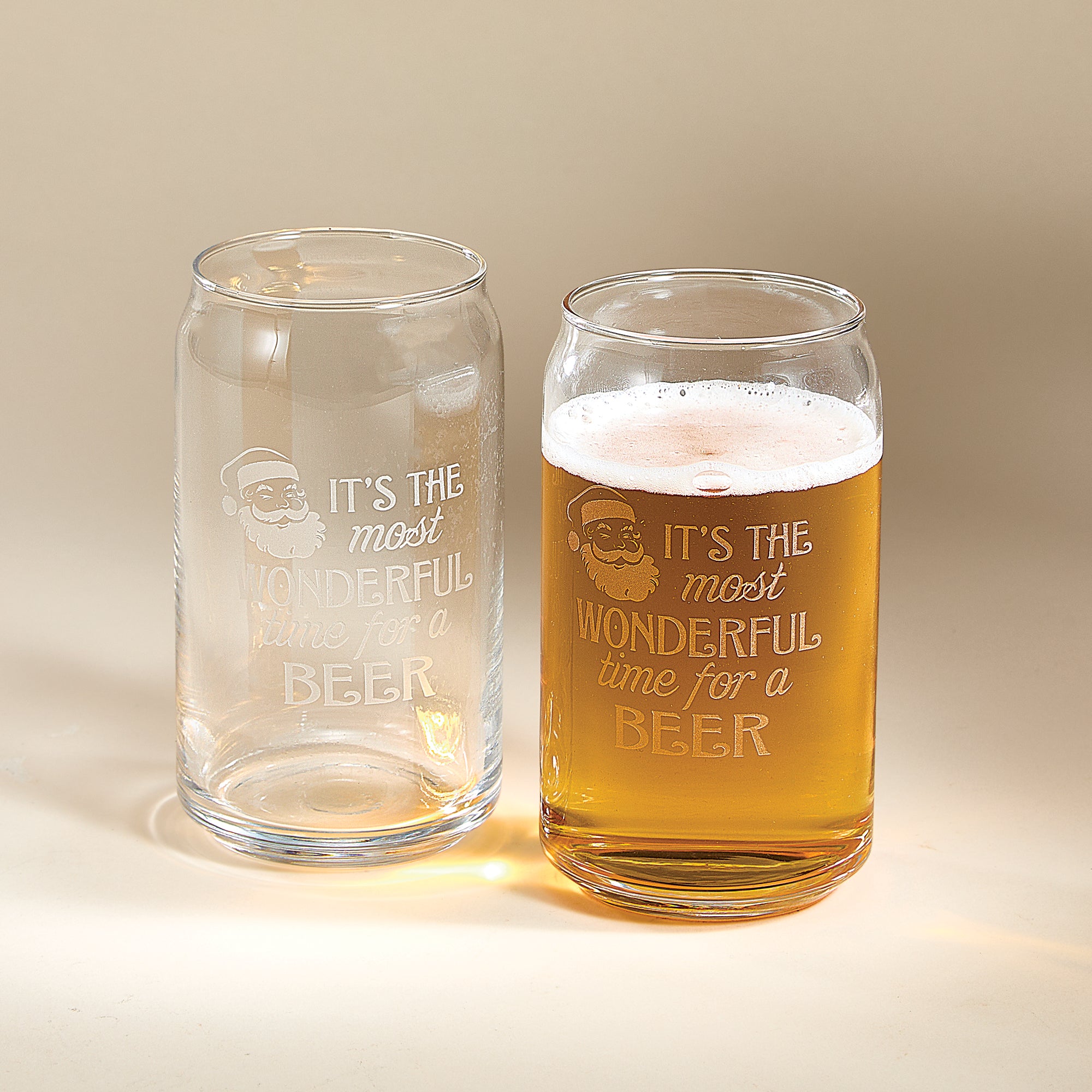 Etched Wonderful Time For Beer Can Glass