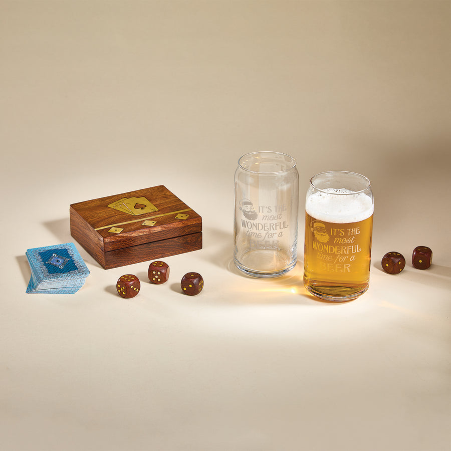 Etched Wonderful Time For Beer Can Glass