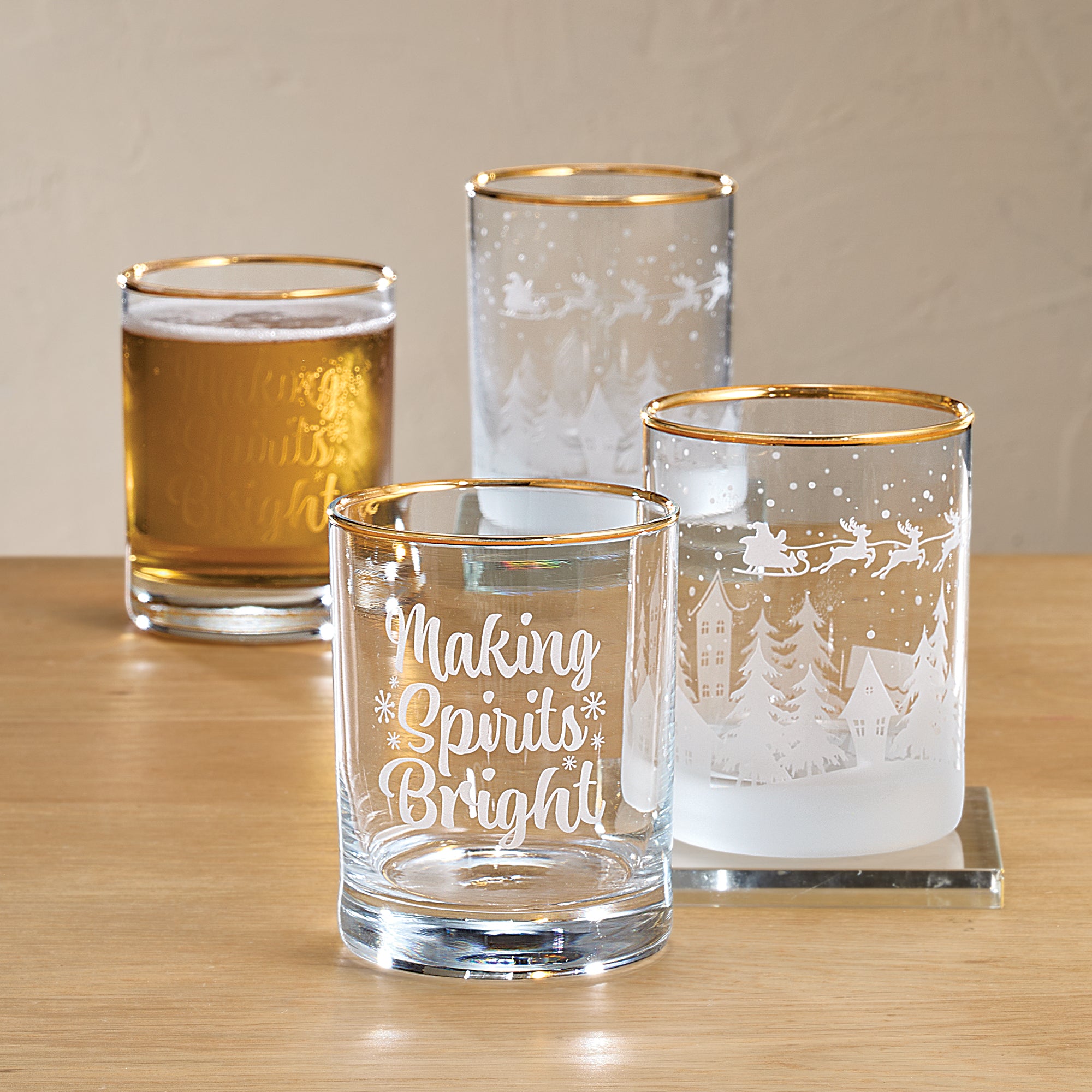 Santa Claus is Coming to Town Etched Glass