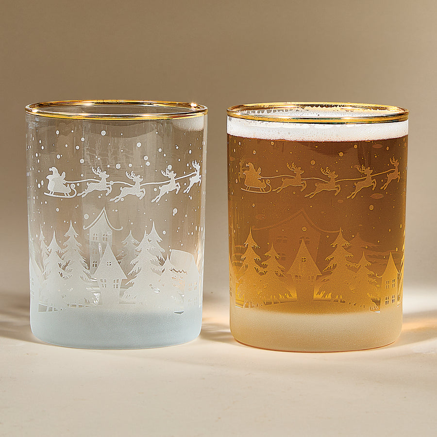 Santa Claus is Coming to Town Etched Glass