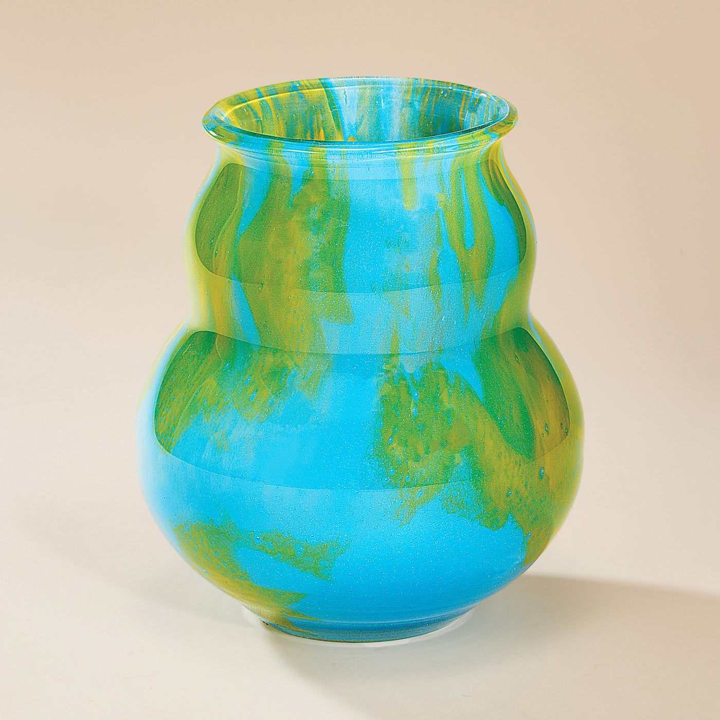 Lime & Turquoise Recycled Glass Bubble Vase (Preorder)