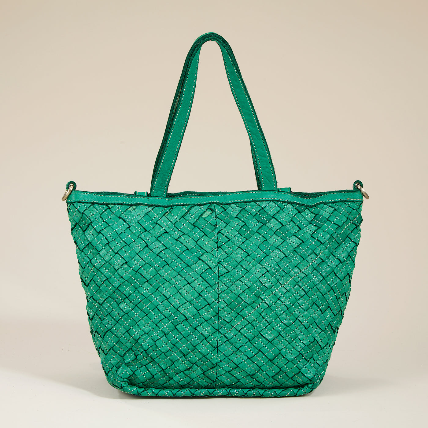 Cipressa Emerald Green Woven Italian Leather Tote (Preorder)