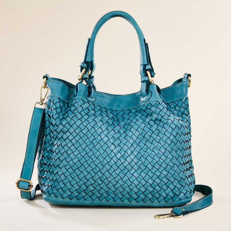 Matera Woven Italian Leather Satchel (Preorder)