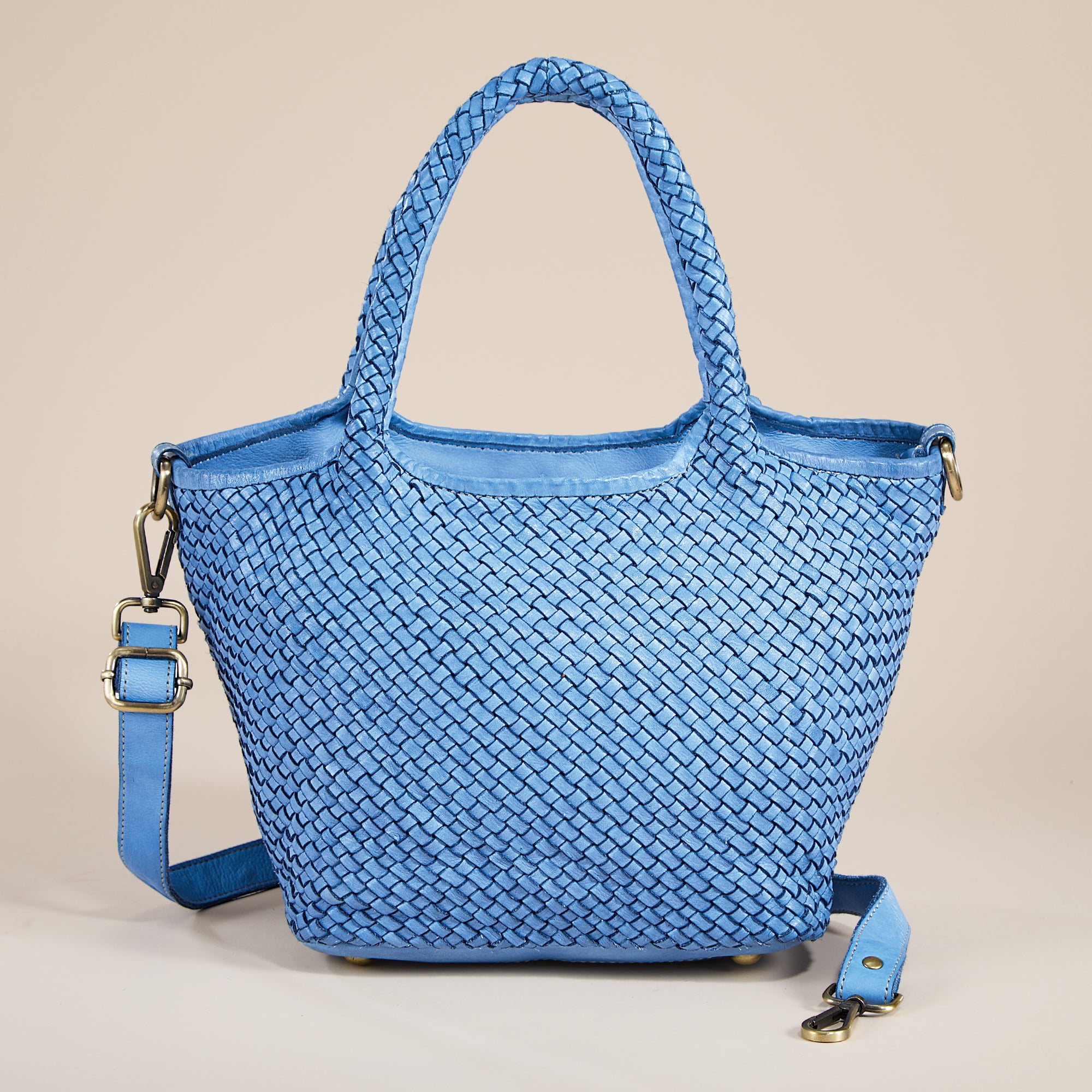 San Quirico Italian Leather & Denim Bag