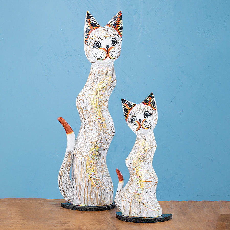 Gold Scroll Cat Sculptures Set Of 2