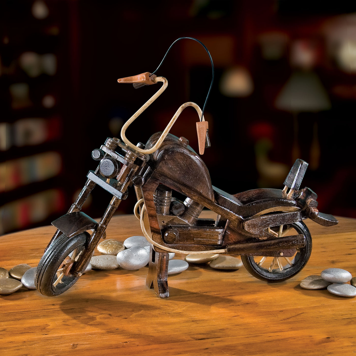 Albesia Wood Motorcycle Sculpture