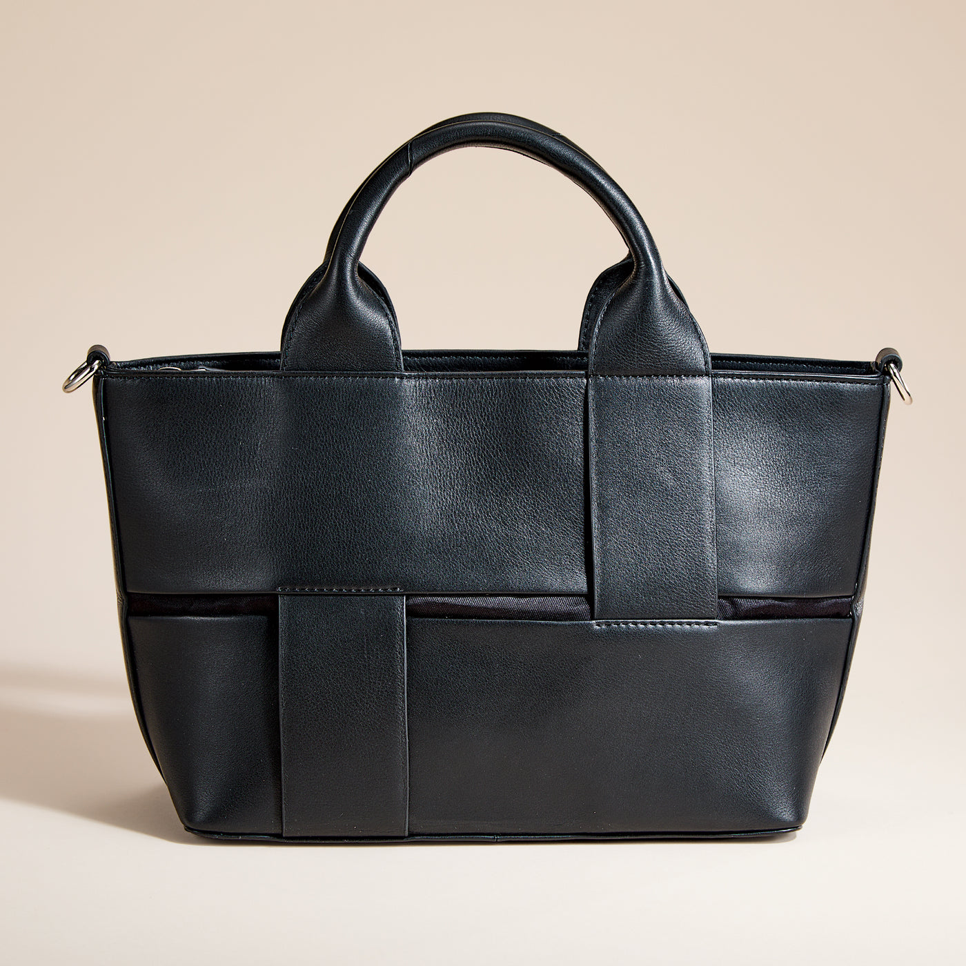 Black Woven Leather Tote