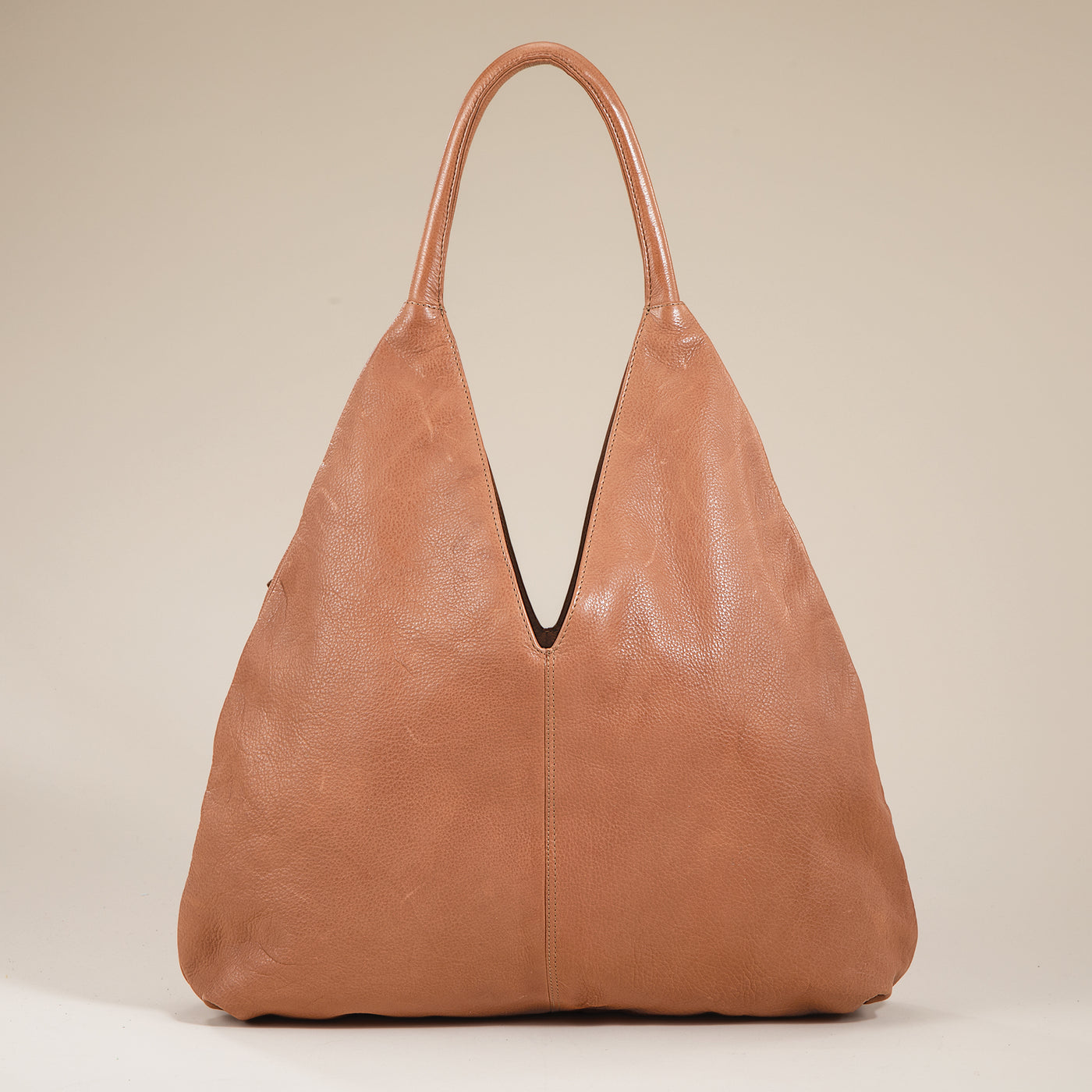 Hand-Tooled Chestnut Leather Hobo Bag