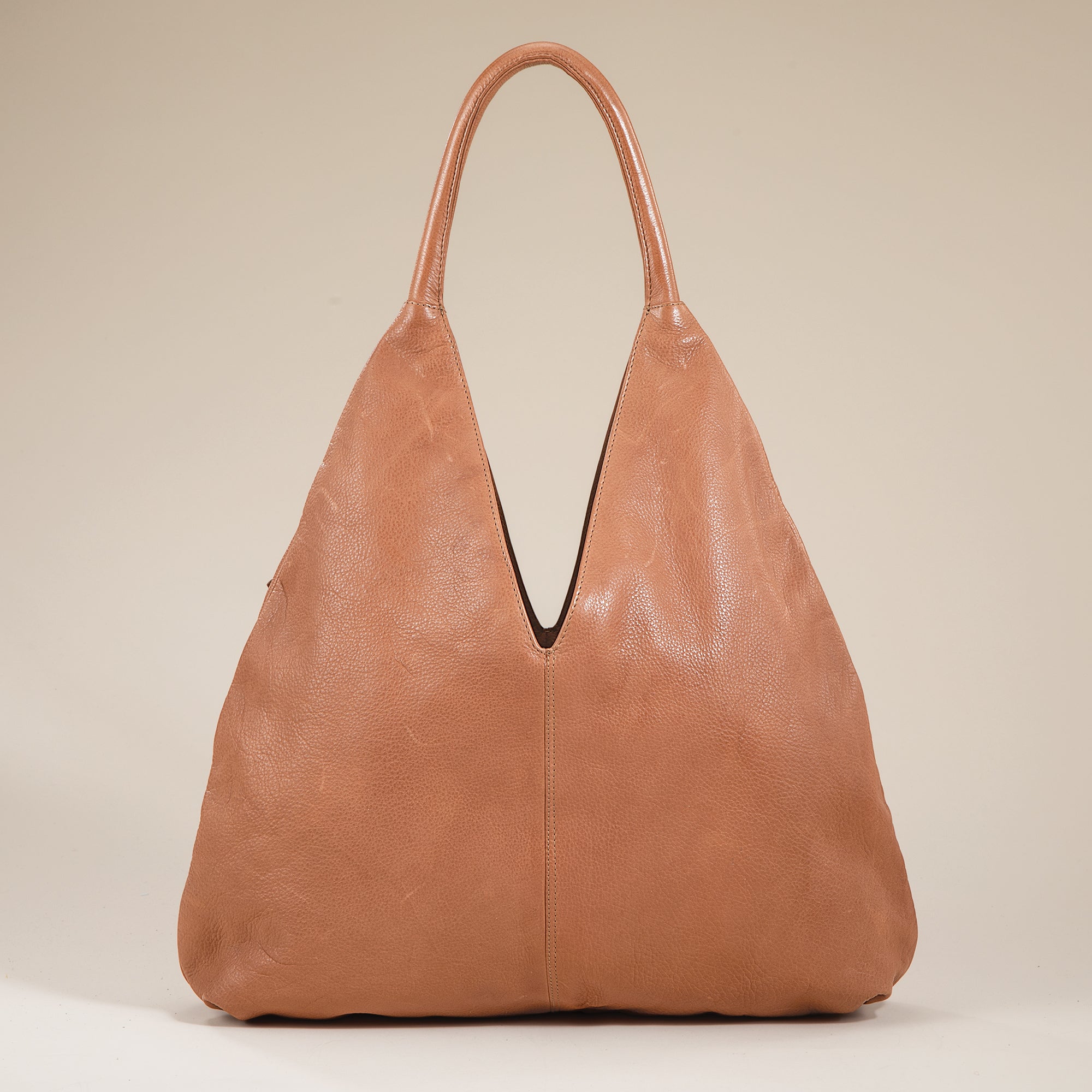 Hand-Tooled Chestnut Leather Hobo Bag