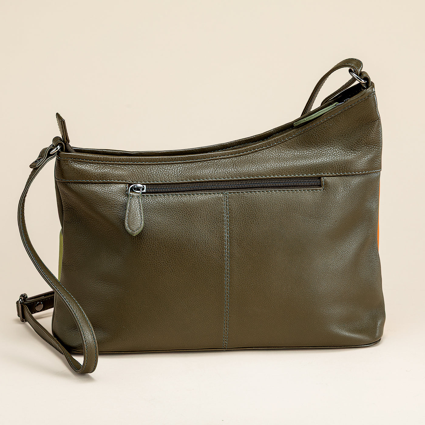 Tropical Stripes Indian Mixed Leather Crossbody