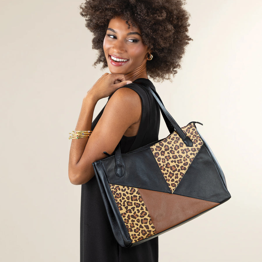 Sophisticated Safari Indian Mixed Leather Satchel