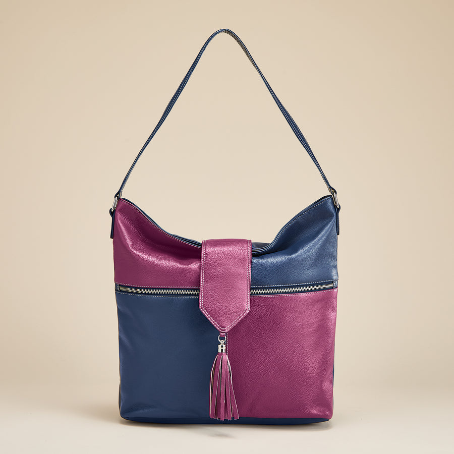 Stormy Skies Indian Mixed Leather Hobo Bag