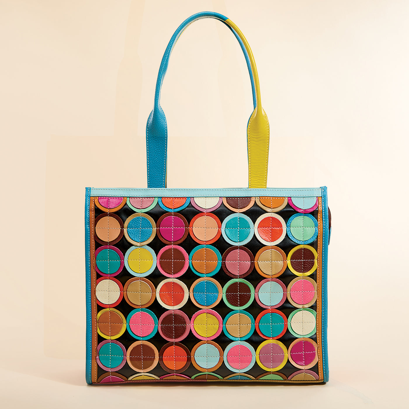 Pretty Polka Dots Indian Leather Tote