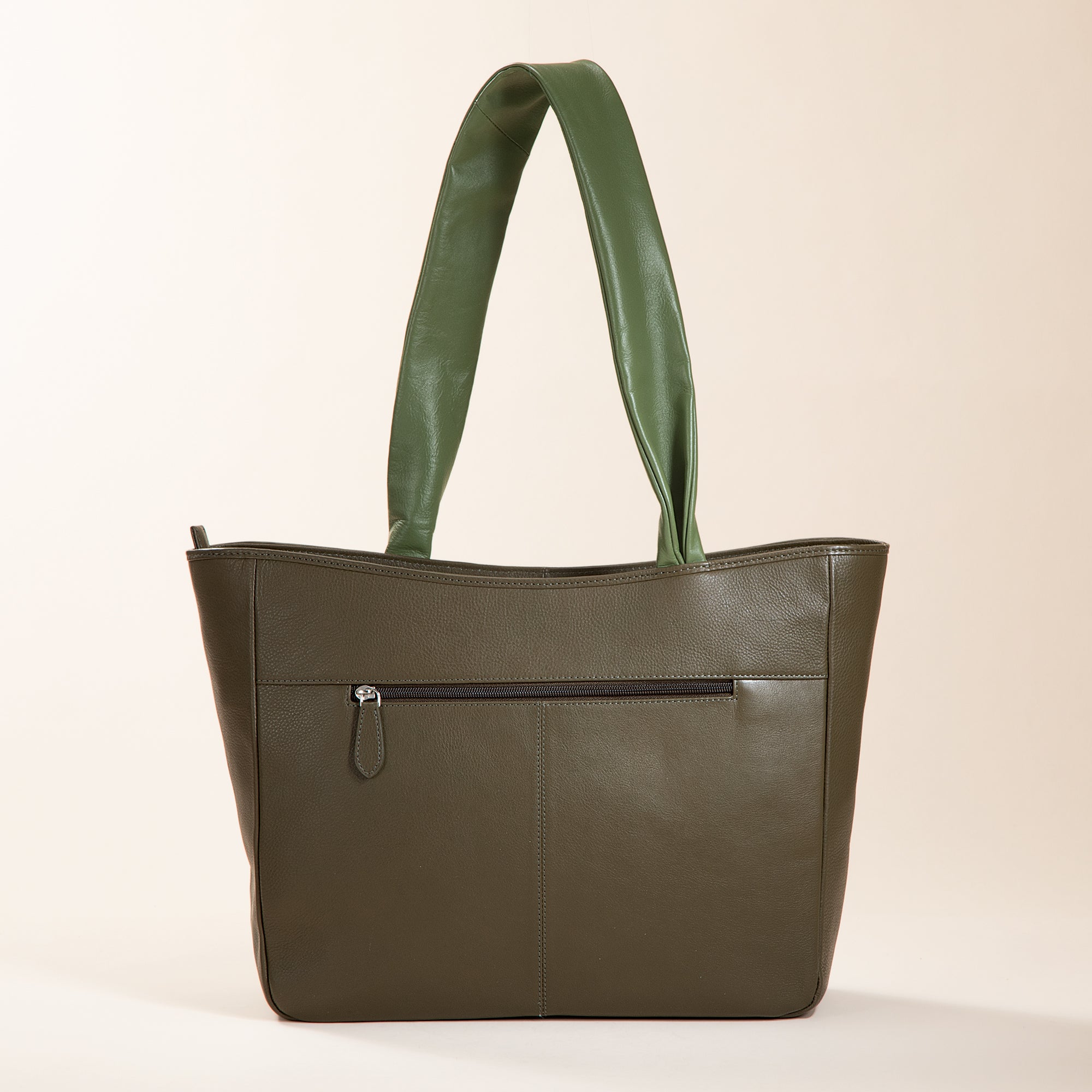 Leafy Green Indian Leather Tote (Preorder)