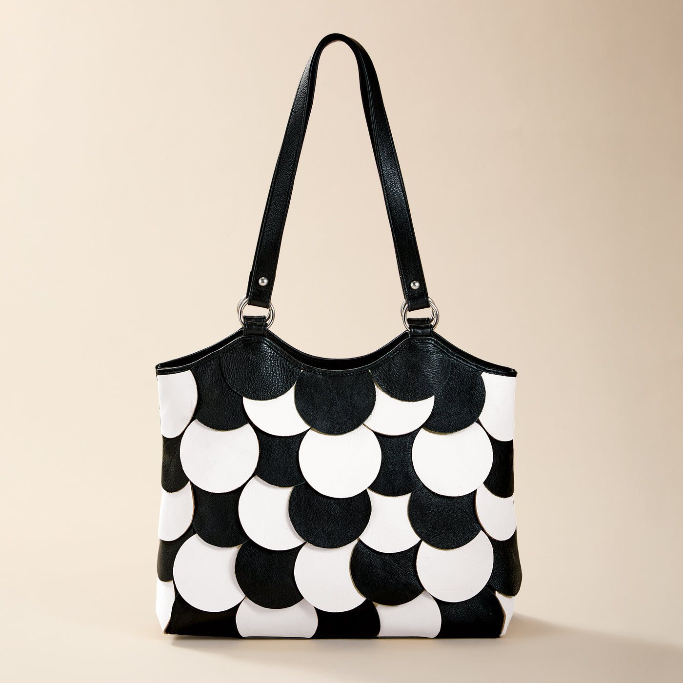 Layered Dots Indian Leather Tote